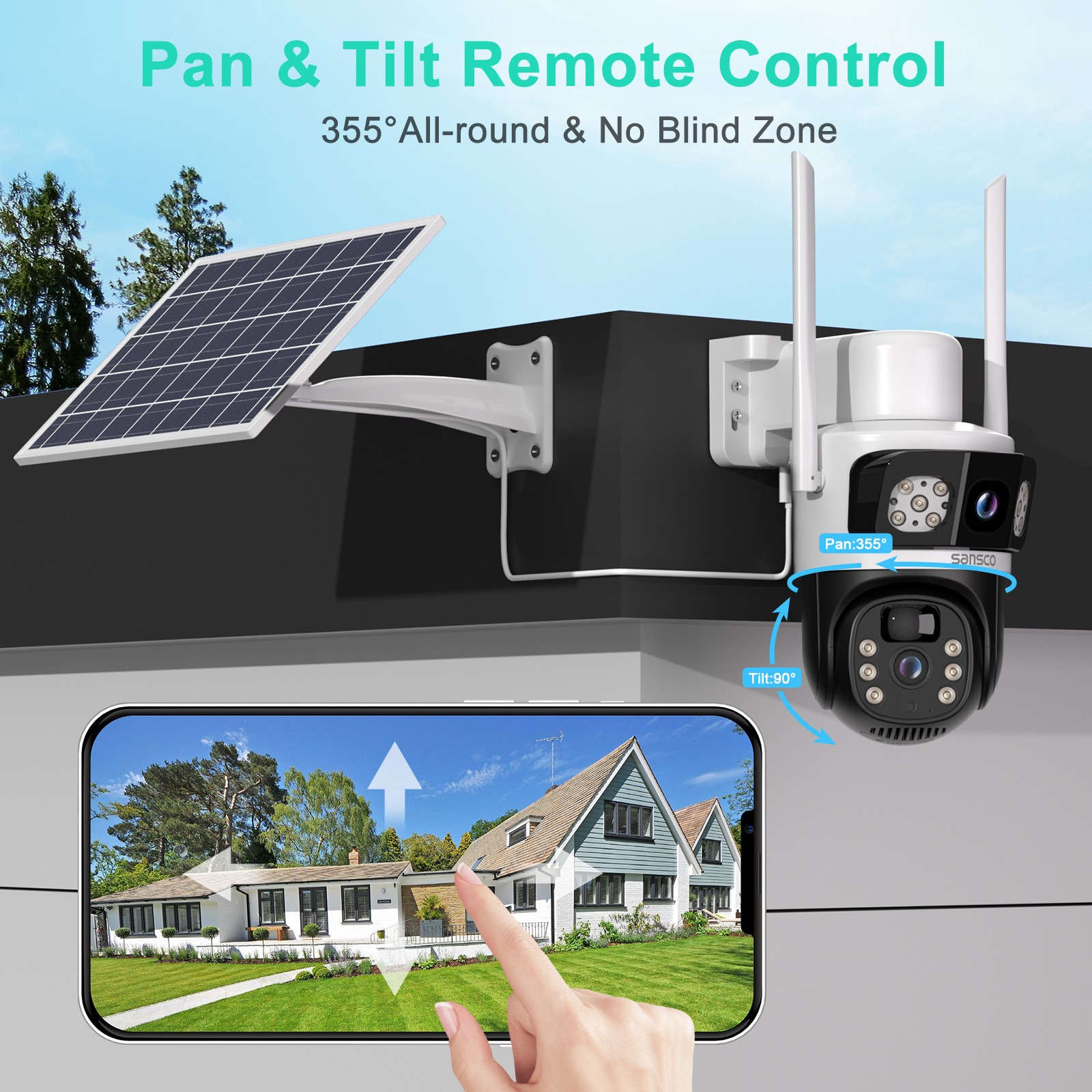 Dual lens 8mp solar powered surveillance
