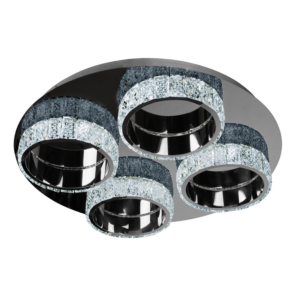 Stainless steel 4-head crystal ceiling lamp