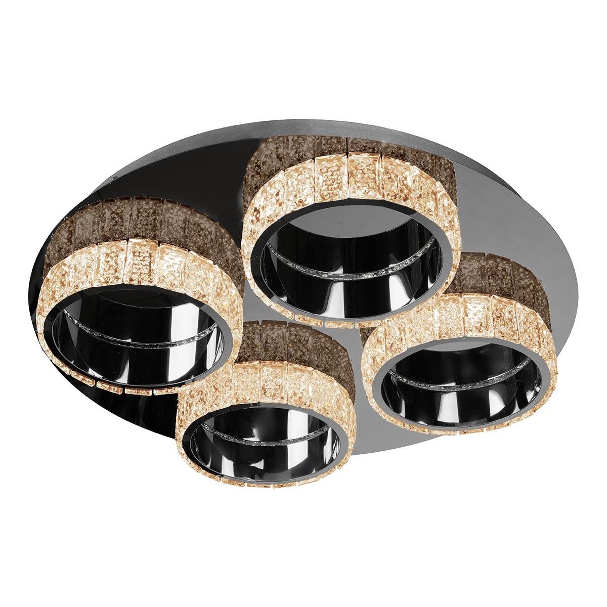 Stainless steel 4-head crystal ceiling lamp